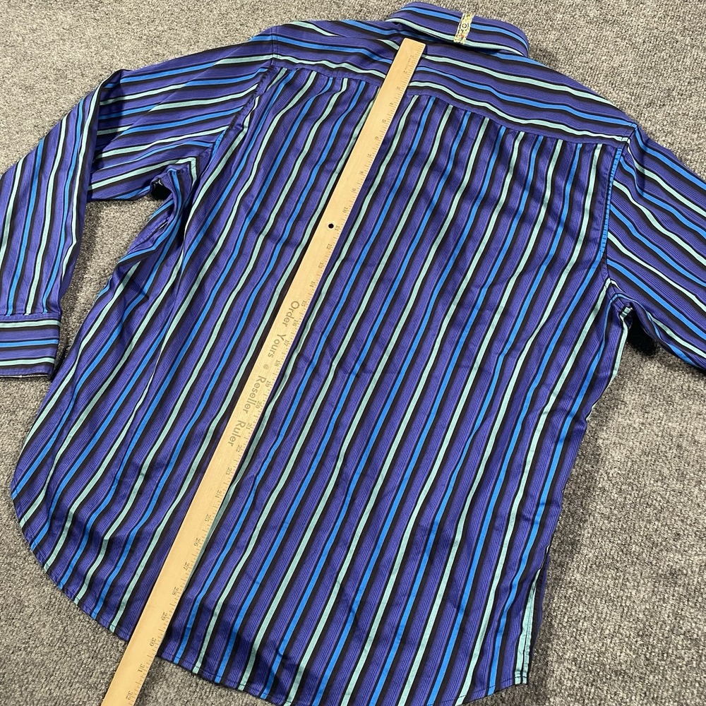 Robert Graham X Vertical Stripe Long Sleeve Fip Cuff Shirt Mens 2XL Tailored Fit - Picture 6 of 8